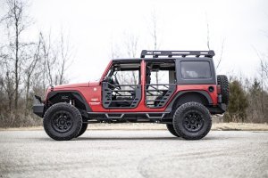 Jeep Wrangler Tubular Doors - Rear - Rough Country - Steel Tube - Black - '07-'10
